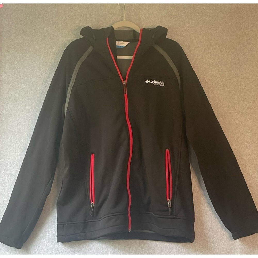 Columbia Field Gear Gray Scuba Zip Front Hooded Jacket Large